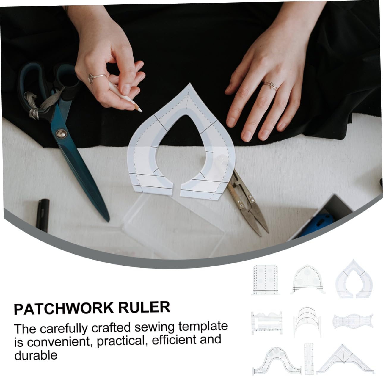 Set di 9 Righelli per Patchwork in Acrilico, Sagome | Trapuntatura e Cucito Fai da Te, Accessori Pratici per Lavorazioni Diy, 9 Pezzi in Confezione