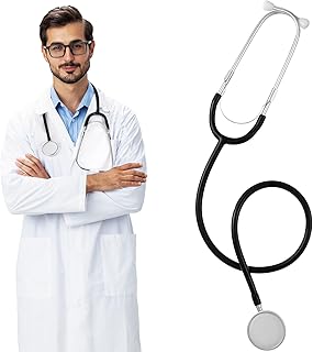 Women Men Doctor Lab Coat Costume Set Halloween Cosplay White Scientist Coat with Dual Head Stethoscope, Adults Unisex
