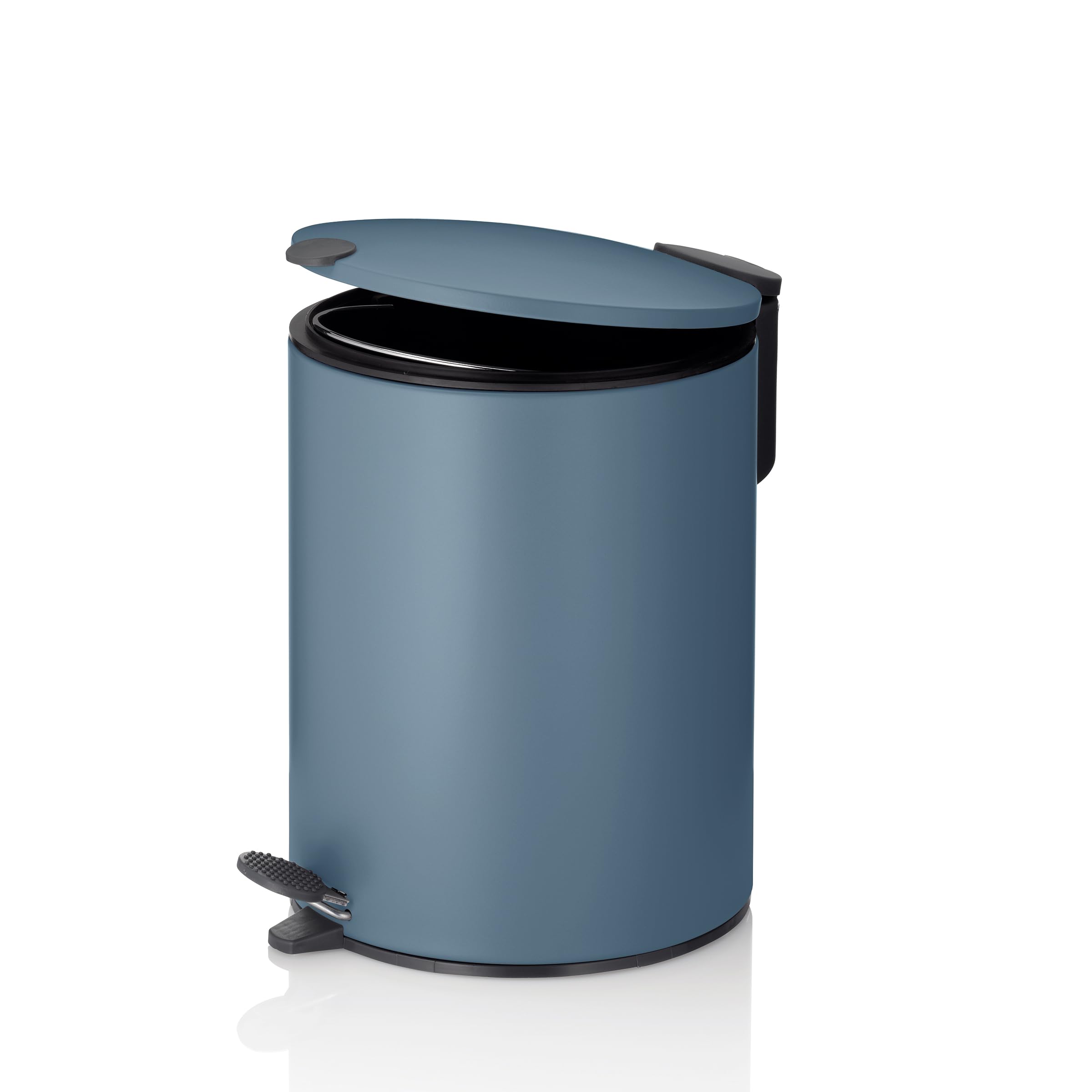 kela Secchio per cosmetici 3 l blu opaco, coperchio con chiusura silenziosa, pattumiera a pedale per bagno MATS, pattumiera da bagno con secchio interno e manici per il trasporto