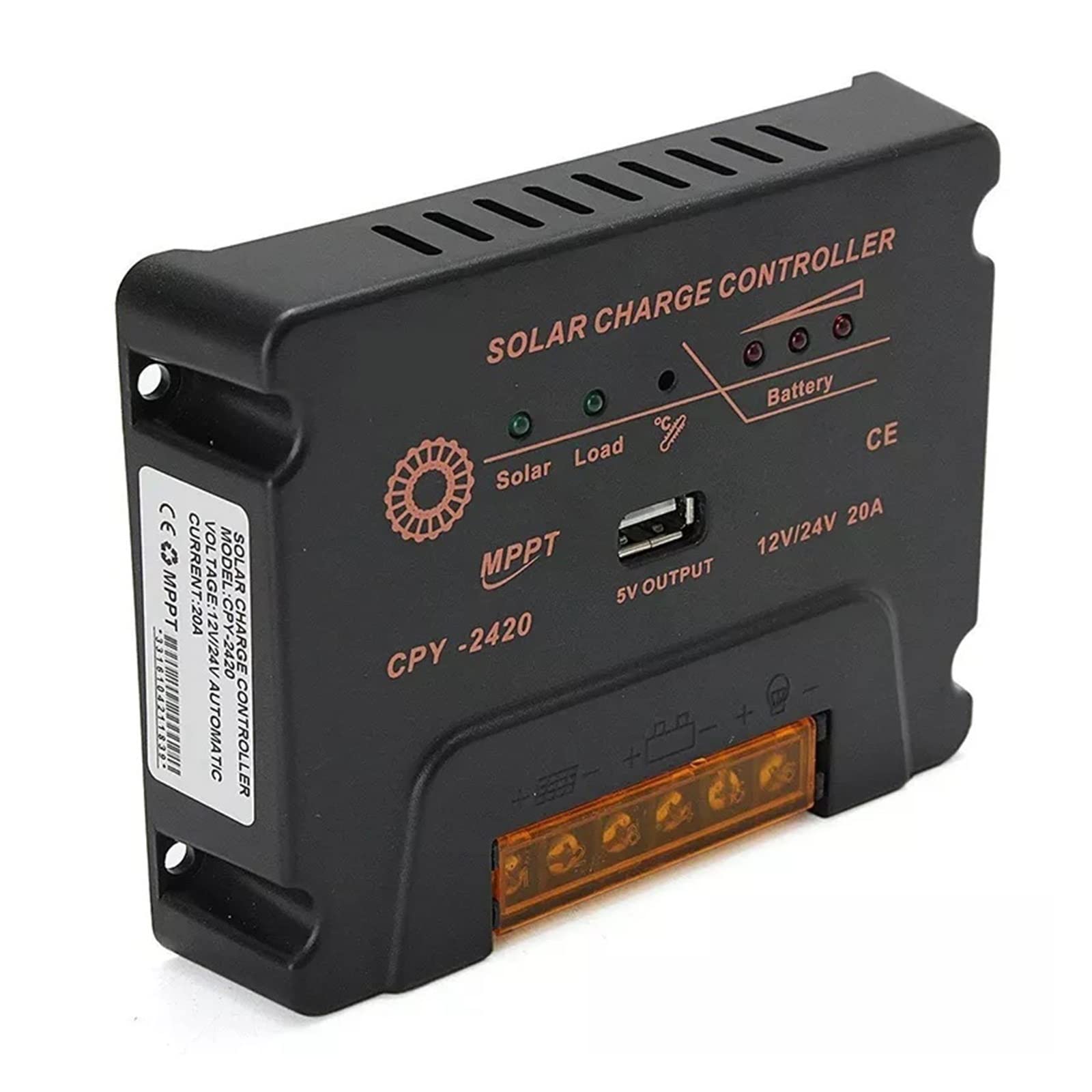 MPPT 10A 20A Regolatore di Carica Solare 12V 24V Auto Con USB 5V Uscita Max PV Tensione di Ingresso 50V Regolatore del Pannello Della Batteria Caricatore - Regolatore solare(20A)