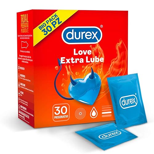 Immagine del prodotto Durex Love Extra Lube Preservativi Extra Lubrificati, 30 Profilattici, Esclusiva Online