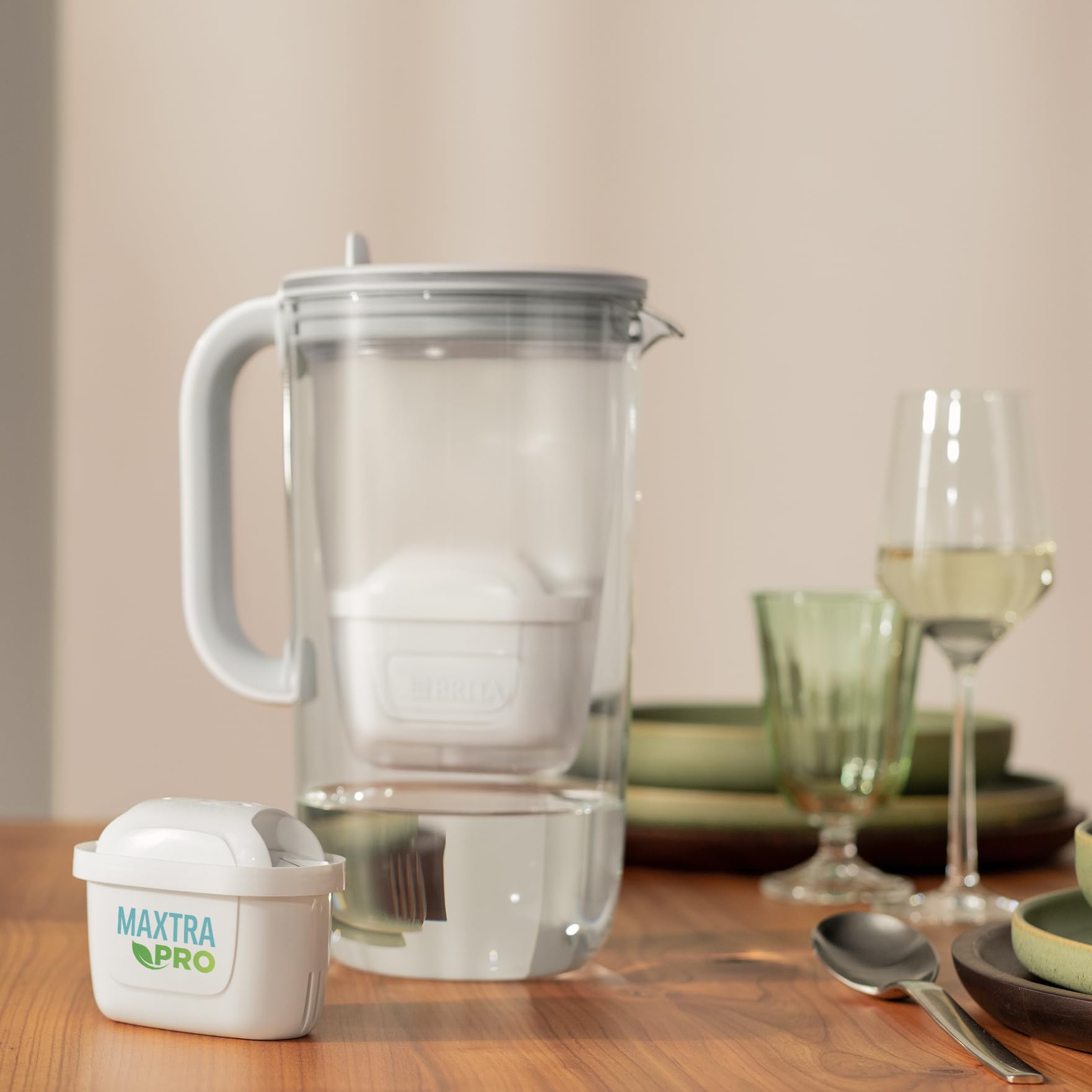 BRITA Jarra de agua de cristal, 1 filtro Maxtra Pro All-In-1, azul claro, 2,5 L