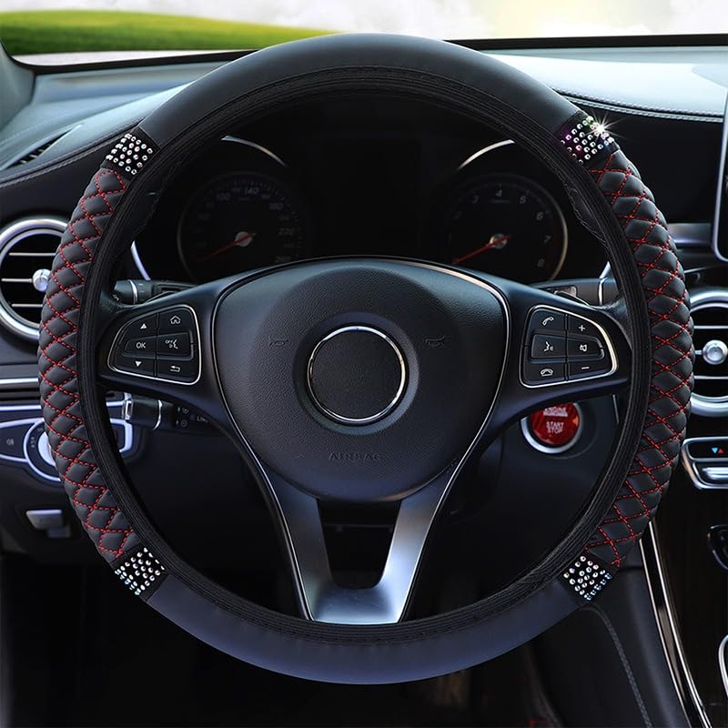 Capa de volante de carro de elasticidade de couro PU, antiderrapante, ajustável, capa