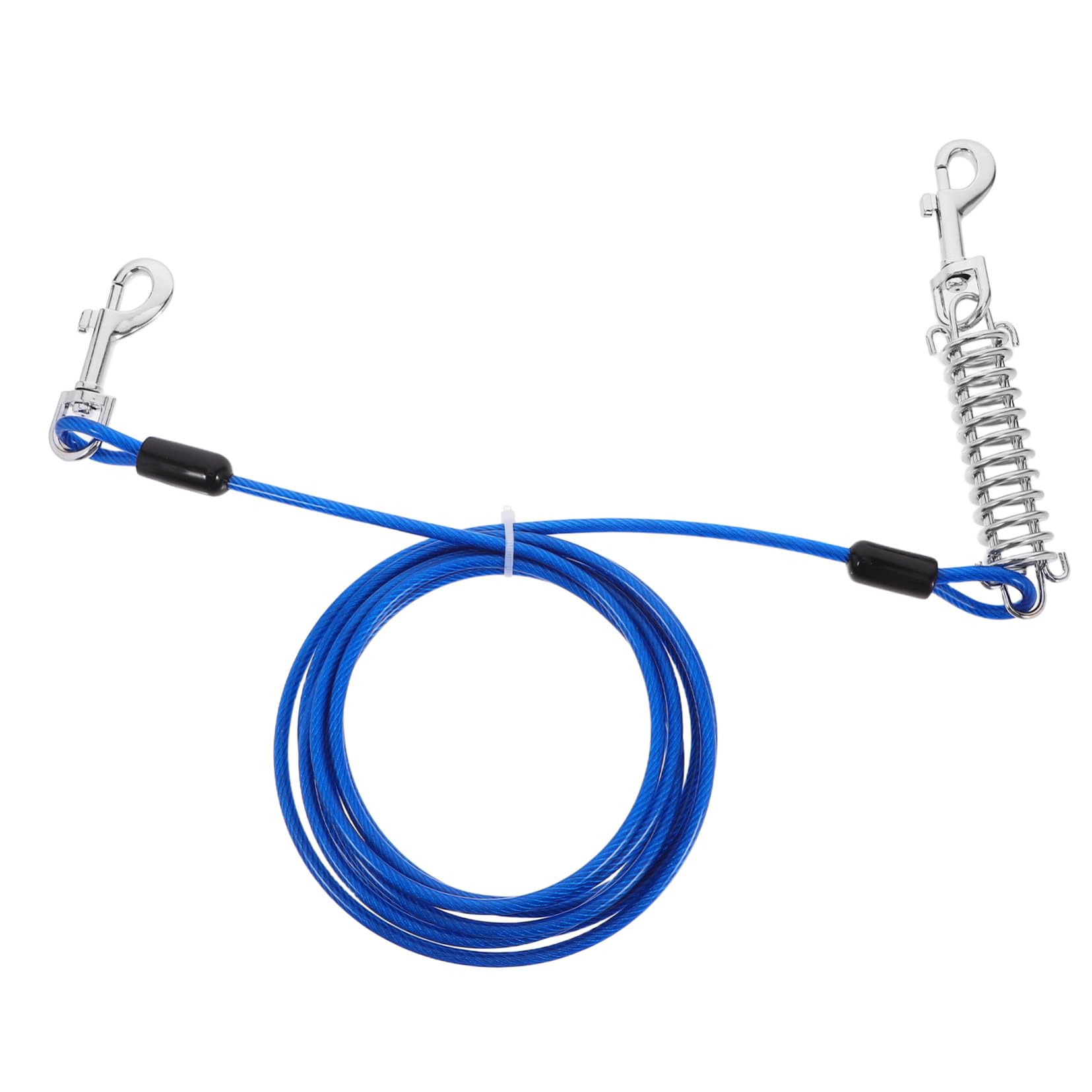 Laisse Chien Solide avec Crochet Pivotant et Ressort Amortisseur Câble pour Petit et Moyen Animal Attache Rapide et Flexible sans Nœuds
