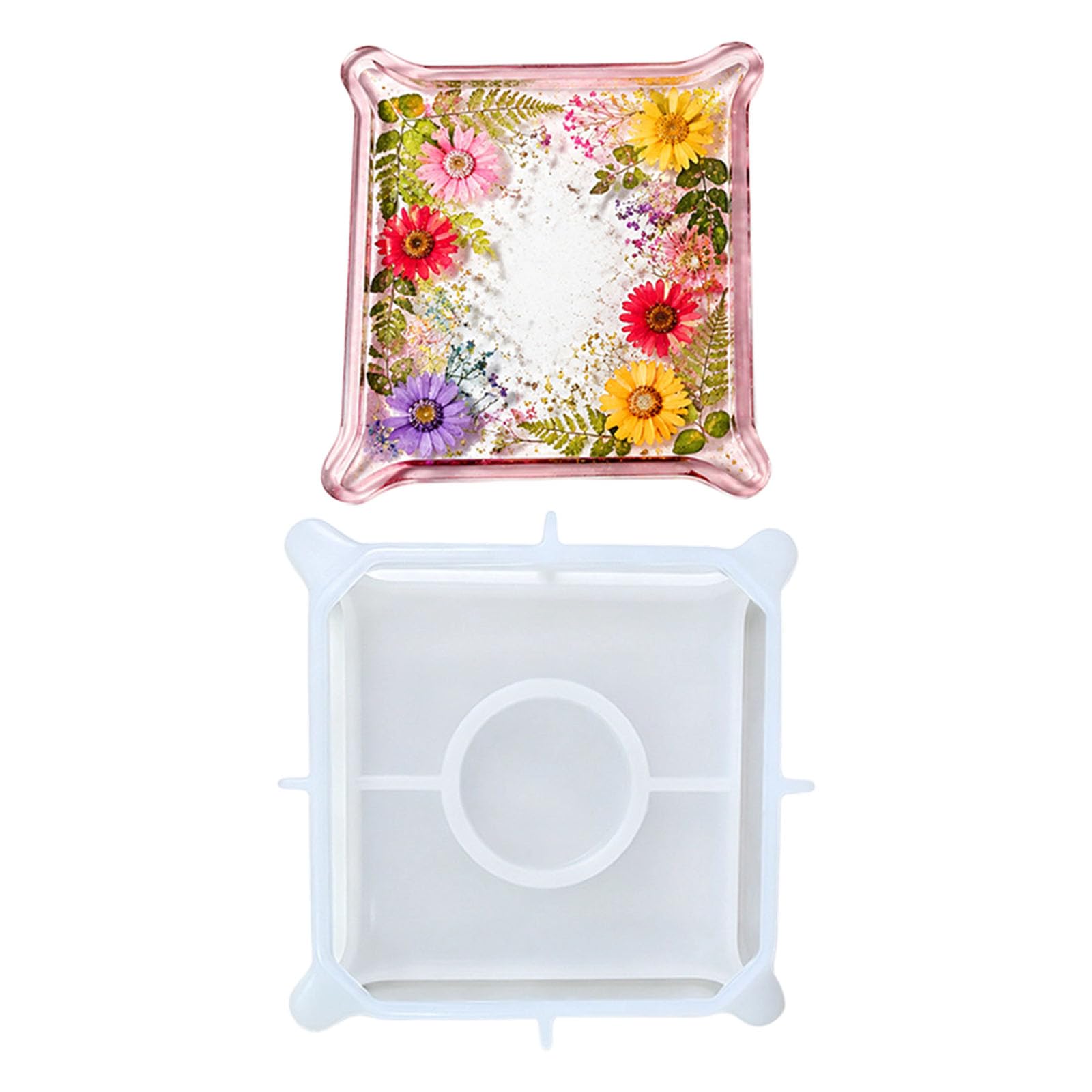 Elnwnnkc 28 Square Decorative Resin Mold For Tray Making, Flexible Silicone Craft Mold For Jewelry Storage And Home Decor Projects Epoxy Resin Jewelry Plate Tray Molds