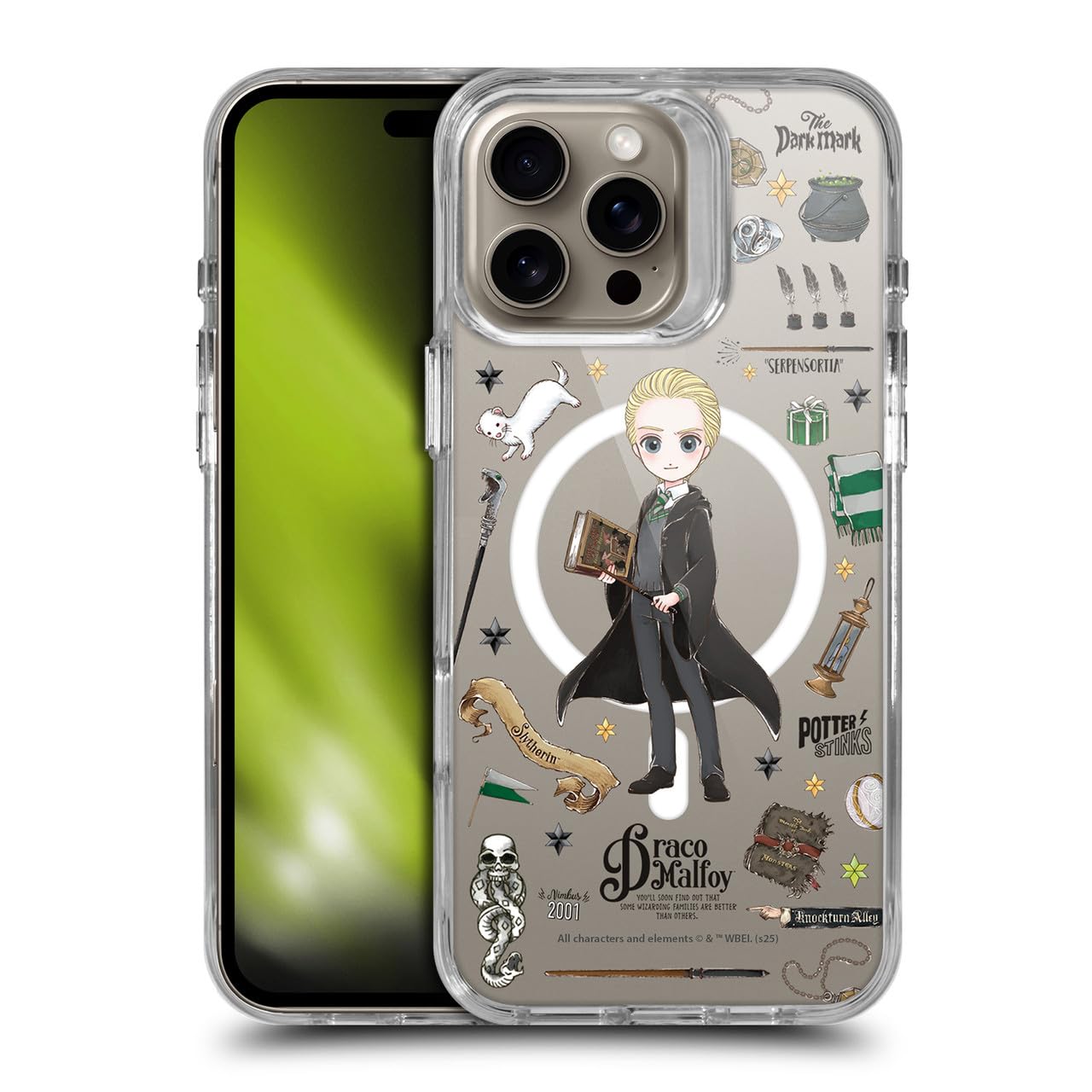 Head Case Designs Officially Licensed Harry Potter Draco Malfoy Magical Icons Shockproof Bumper Case [Military Grade Protection] Compatible with Apple iPhone 16 Pro Max and Compatible with MagSafe