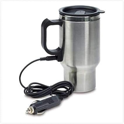 Sukhrup Auto Car Electric Cup Stainless Steel Vacuum Flask Thermos Mug Thermal 12V Car Cigarette Lighter Automatic Heating Cup Travel Cup 450ml No Spill Lid