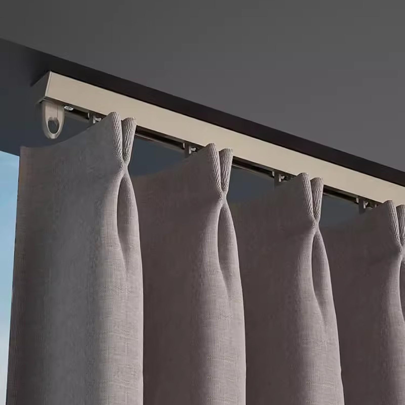 Tringle à rideaux robuste de 2,1 m – Rail coulissant durable marron avec crochets pour l'intimité – Parfaite pour le salon et la chambre à coucher (2,2 m)