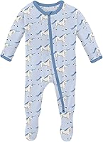 Vista 25 de KicKee Baby & Toddler - Pijama de viscosa ultrasuave de bambú con patas abatibles y puños