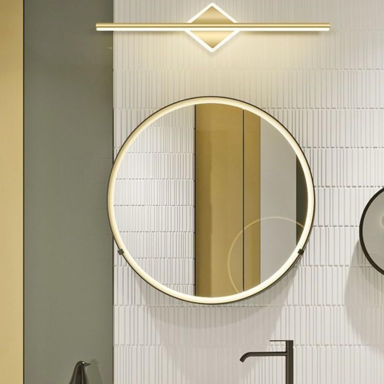 Luce specchio bagno Oro/Nero Lampada Specchio Bagno Luce per Specchio Bagno LED Moderna Illuminazione da Parete (Diamante d'oro, 80 centimetri)