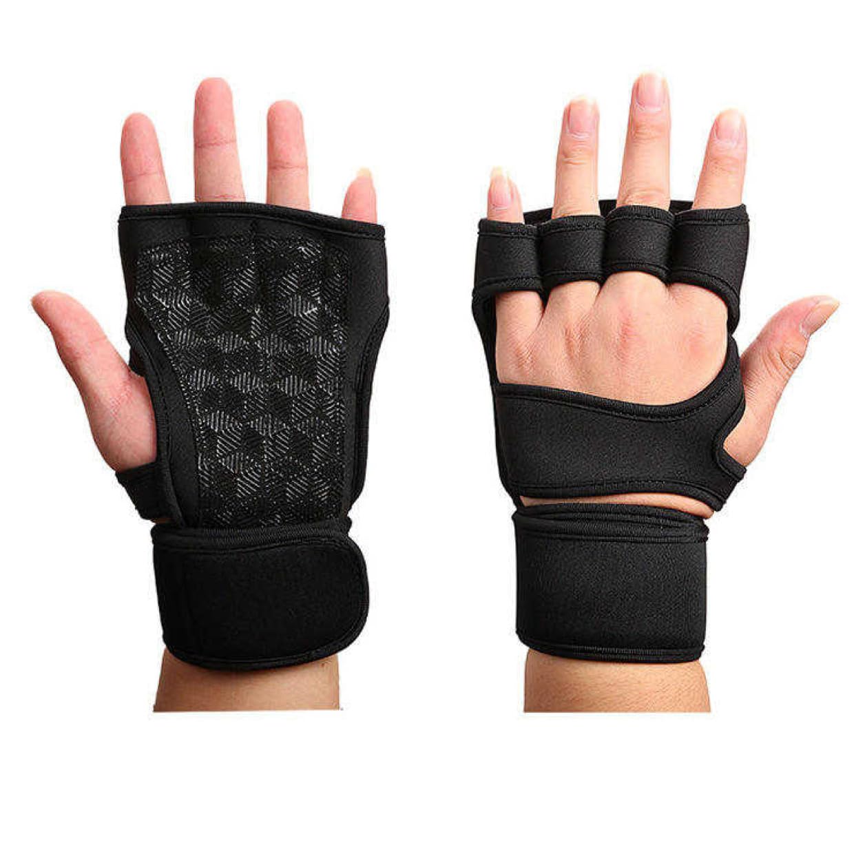 Fitness Handschuh, Gym Handschuh mit gelenkschutz (L, XL, Schwarz) Sport & Freizeit