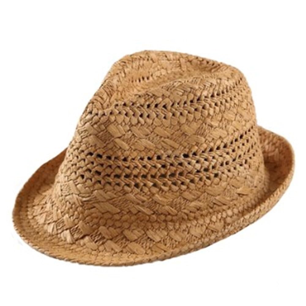 Cappello di Paglia Estivo da Uomo Cappello di Paglia Cappello da Spiaggia da Uomo Cappello da Sole Traspirante(Brown,L)
