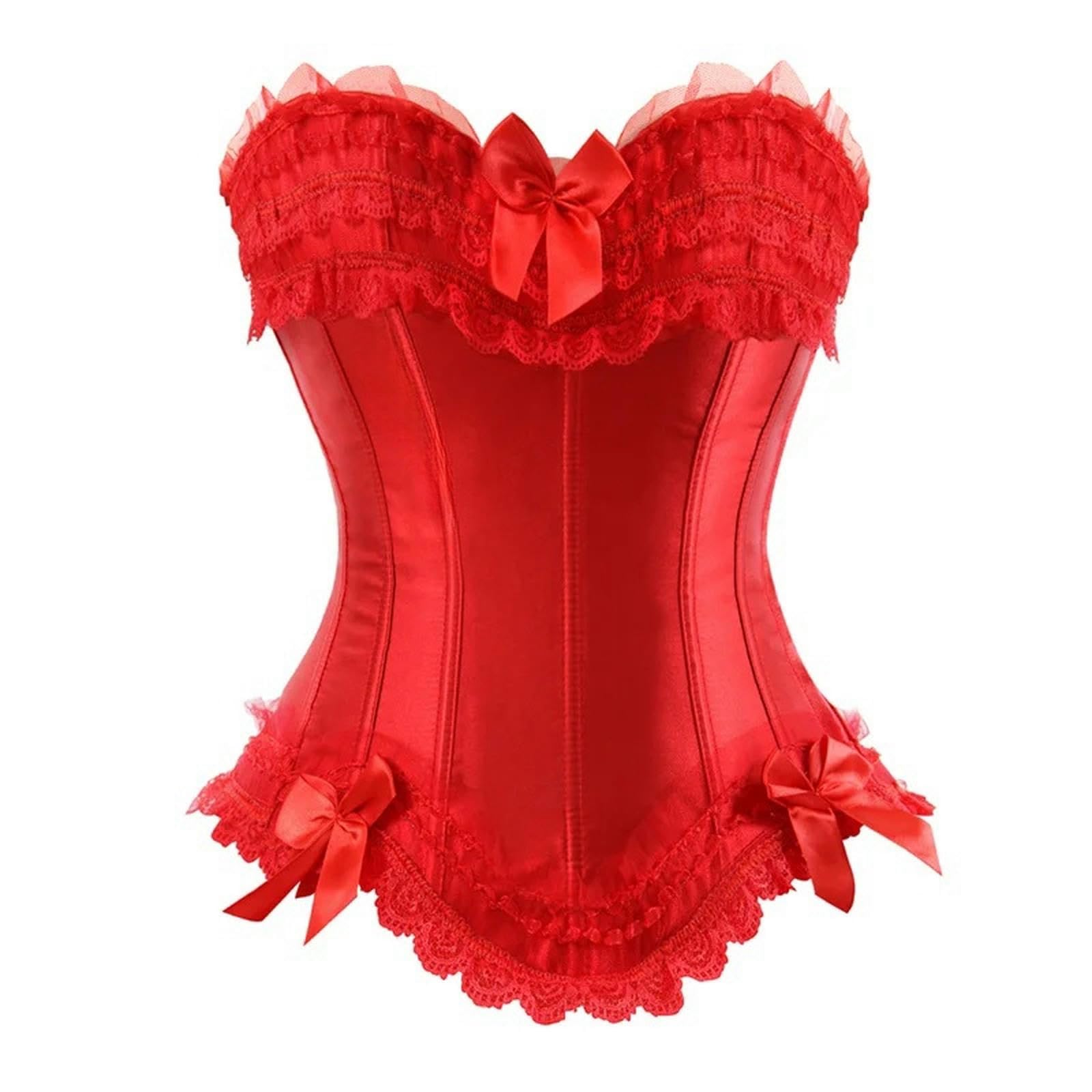 HAAR Top Bustier Aderente Corset Top Bustier Plus Size Overbust Zip Per Le Donne Shaper Gothic Satin Lace Up