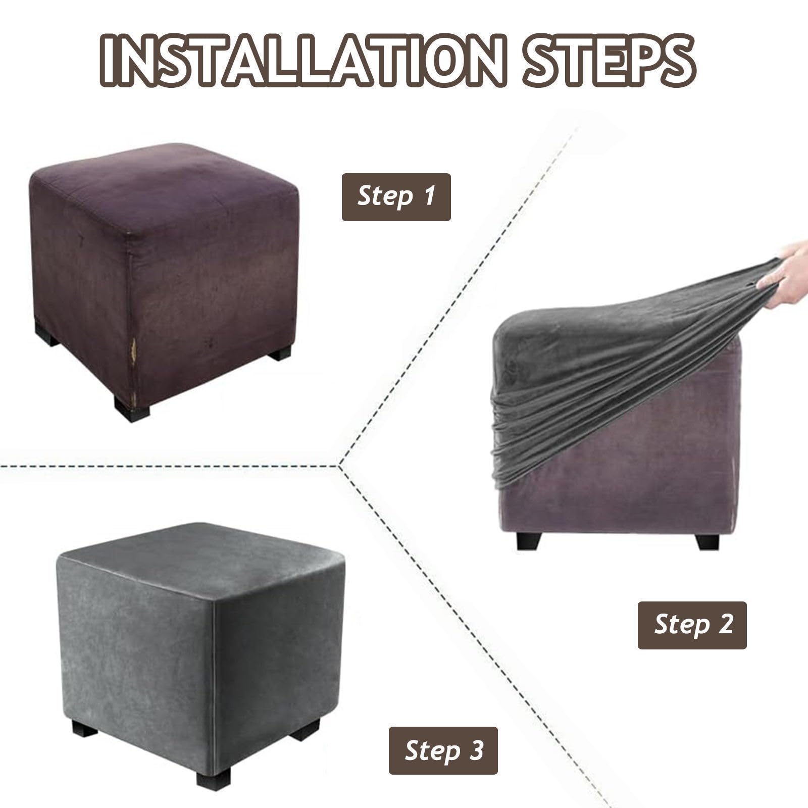 Hearda Ottomane Bezug Jacquard - Stretch Hocker Abdeckung Weiß