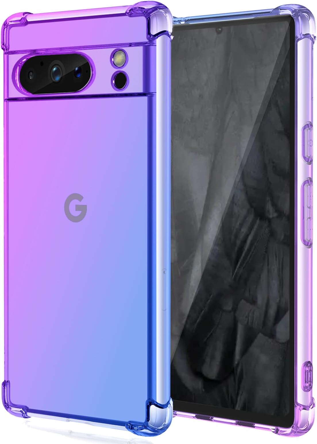 Osophterfor Google Pixel 8 Pro Case: two color gradient reinforced corner TPU shock absorption flexible Cell Phone Cover for Pixel 8 Pro(Purple Blue)