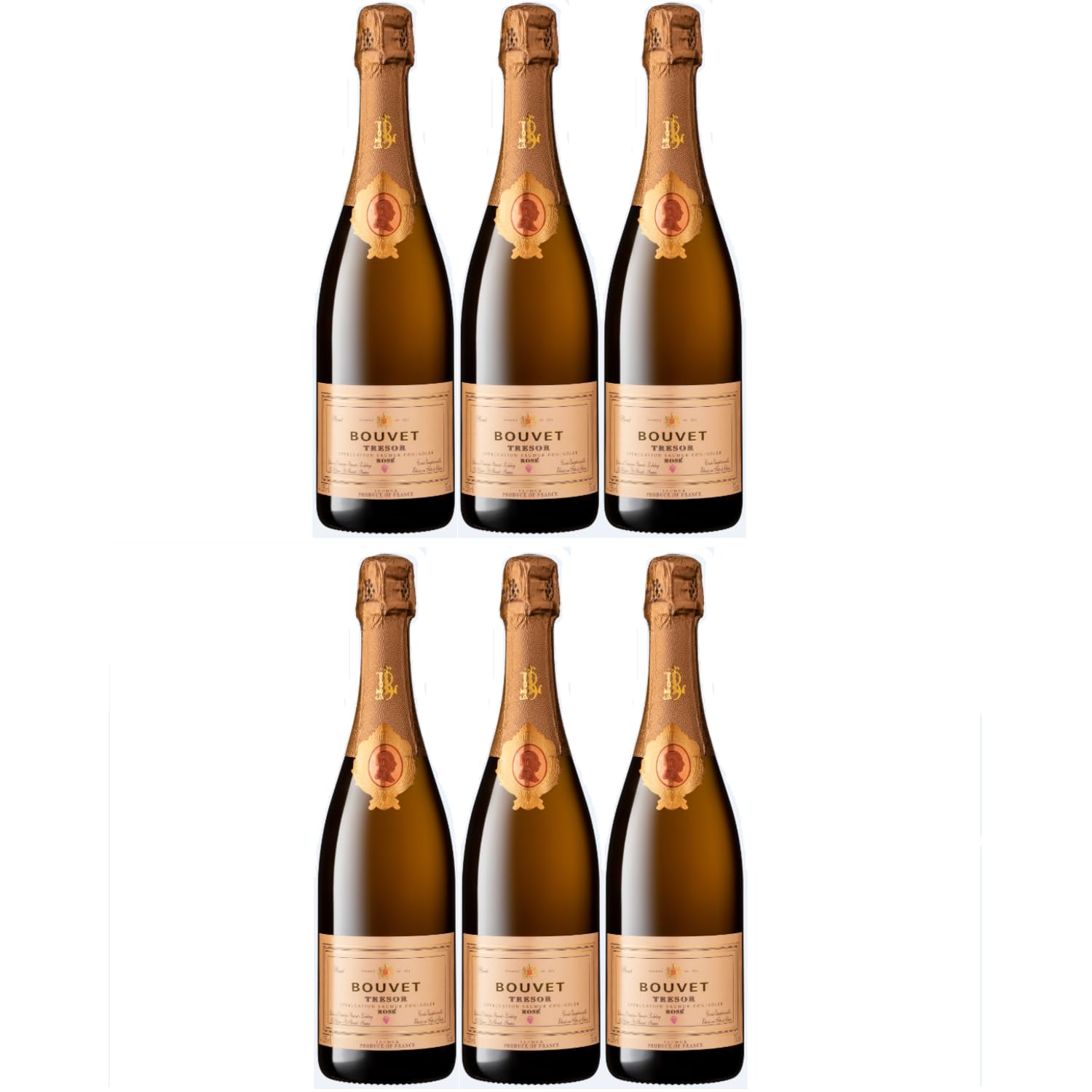 Bouvet Trésor Rosé Brut Saumur Schaumwein Crémant Saumur vegan Frankreich inkl. FeinWert E-Book (6 x 0,75l)