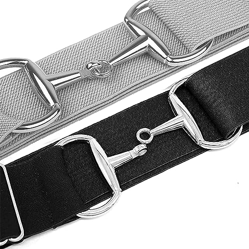 Image of Huaerle 1.5 inch Elastic Equestrian Belt with Bit Buckle and Leather Key Strap