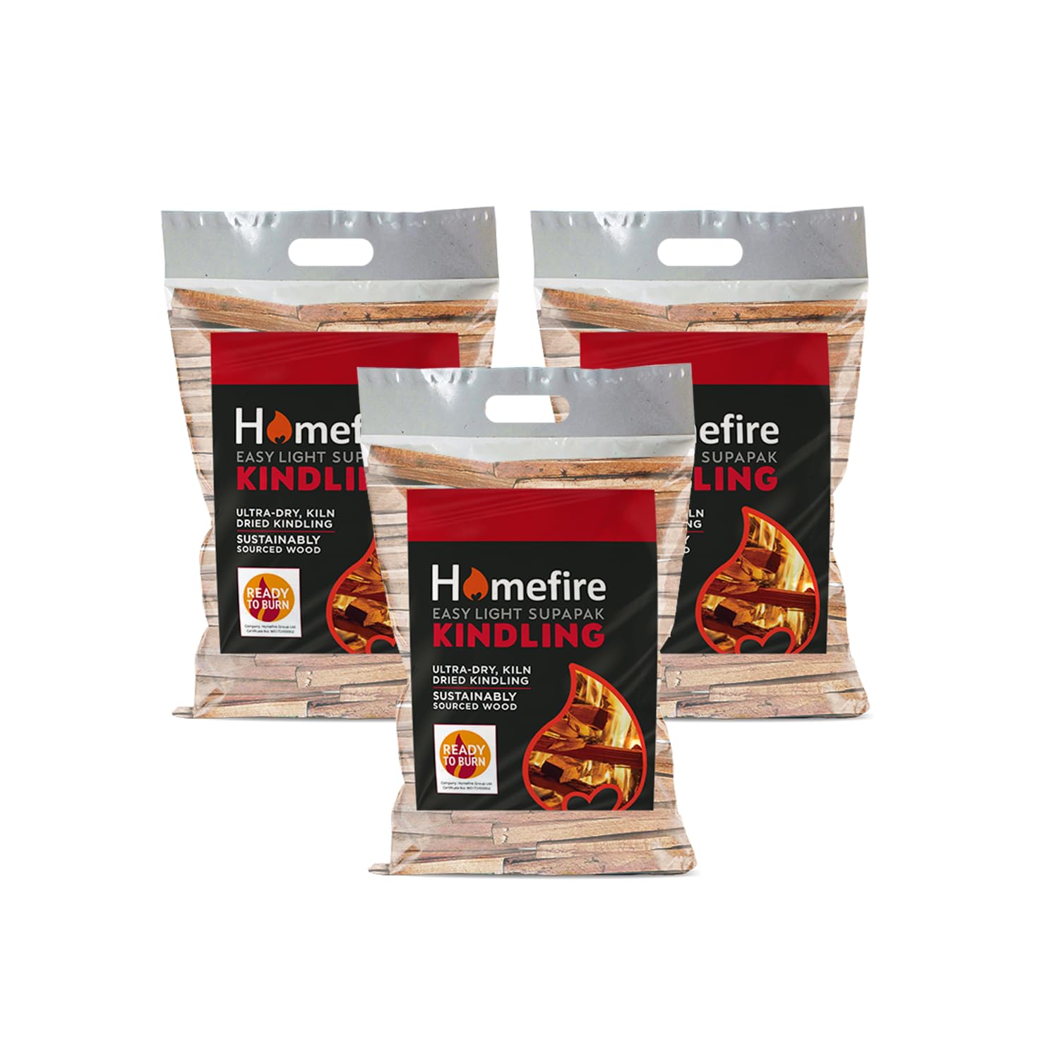 Homefire Sustainably Sourced Supapak Wood Kindling, for Wood Burners, Open Fires, Multi-fuel Stoves (Pack of 3)