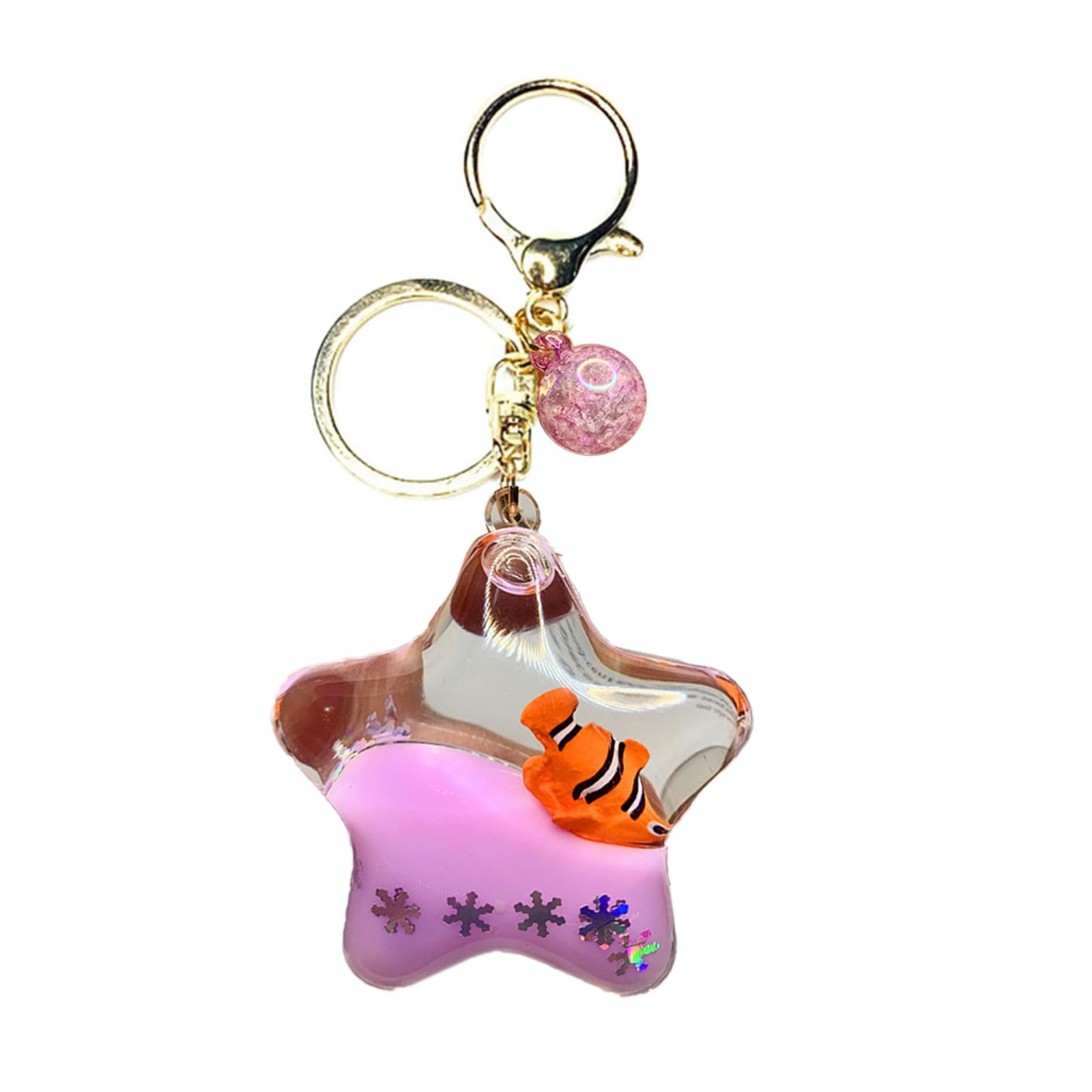 Wdbild Unisex A Unique Pentagrams Oil Liquid Keychain Star Shaped Keyring With Cartoon Nimals Stylish Crylic Chain Ccessory Unique Friend Nd Family