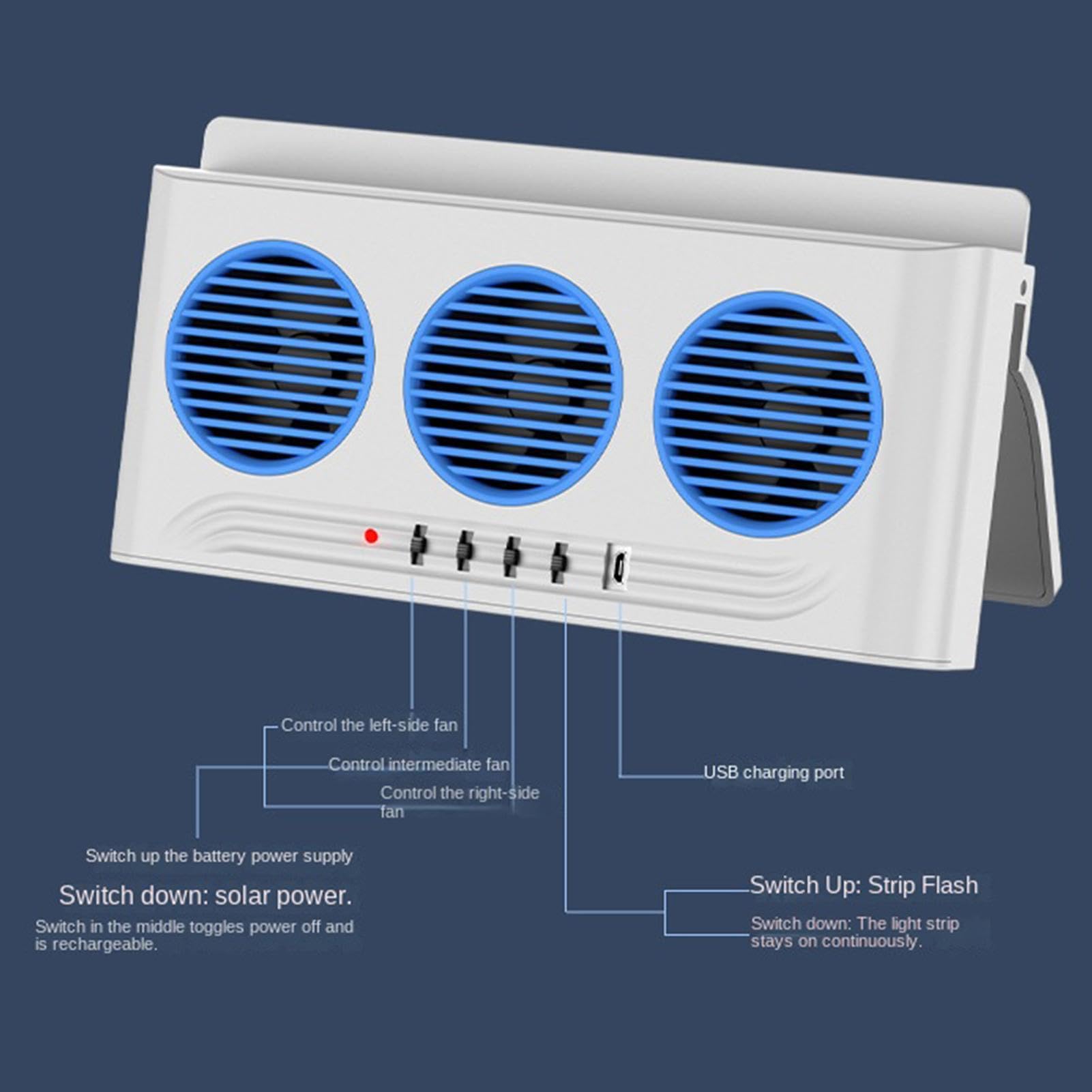 Ventola Solare per Auto,3 Uscite a Energia Solare Radiatore di Ventilazione - Estrattore d'Aria per Finestrino - per Furgone SUV Camper Pickup Lungo Tragitto Viaggio Quotidiano