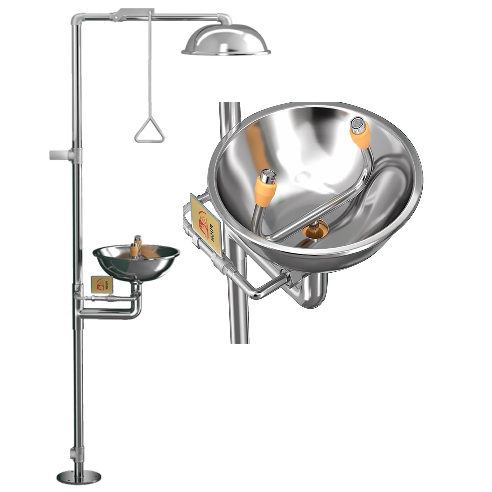 Estación Lavaojos De Emergencia con Ducha Sistema De Ducha Y Lavaojos Integrado De Acero Inoxidable Estación Lavaojos Multifuncional Kit De Ducha Y Lavaojos De Primeros A