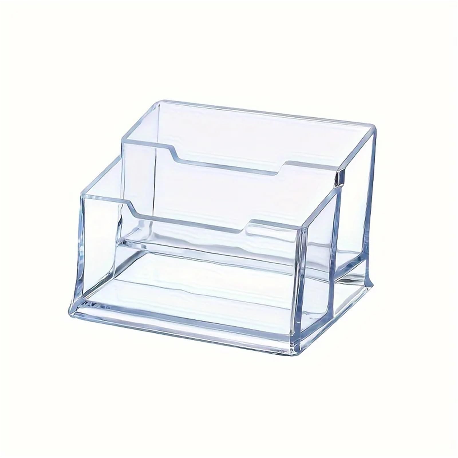 Soporte para tarjetas de visita para escritorio, 10 piezas de plástico transparente, 2 ranuras para tarjetas de visita y bolsa de almacenamiento para tarjetas, suministros de escritorio de