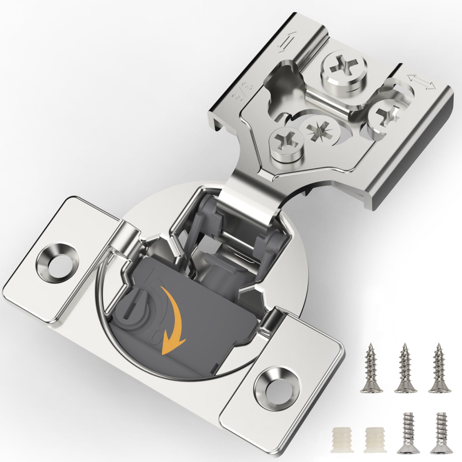 Photo 1 of [Closing Speed Control] 10 Pack 3/8 Inch Overlay Soft Close Hinges for Face Frame Cabinet, 4D Adjustment, Stainless Steel Kitchen Cabinet Hardware, 105° Open Concealed Self Closing Hinge