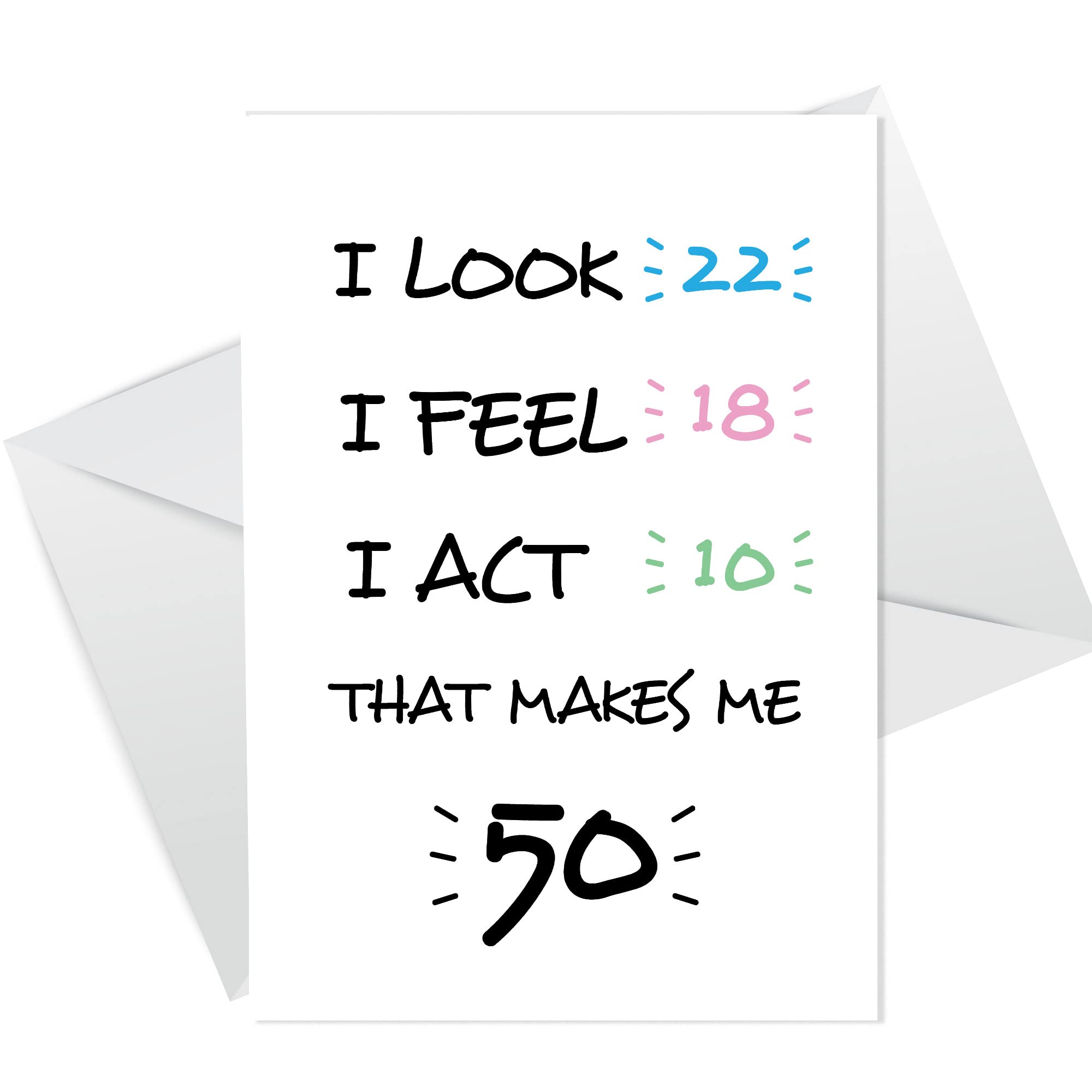 RED OCEAN 50th Birthday Cards Fifty Joke Funny 50th Birthday Card For Women Men Mum Dad Nan Grandad Best Friend Turning 50 Card
