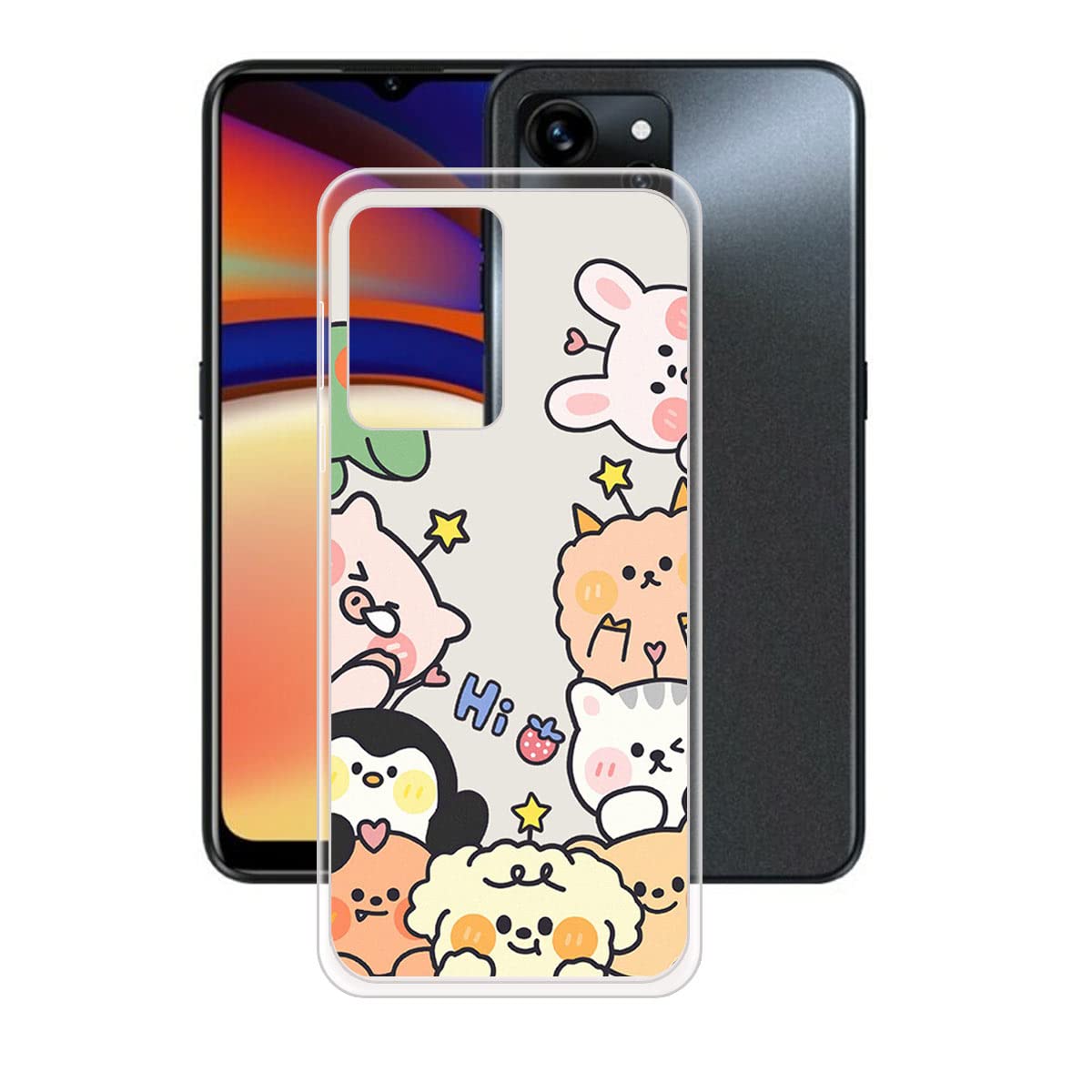 Custodia per Oukitel C32, Silicone Case Sottile Cover TPU Caso Morbido Copertura + Pellicola Protettiva in Vetro Temperato per Oukitel C32 (6,52) - KE89