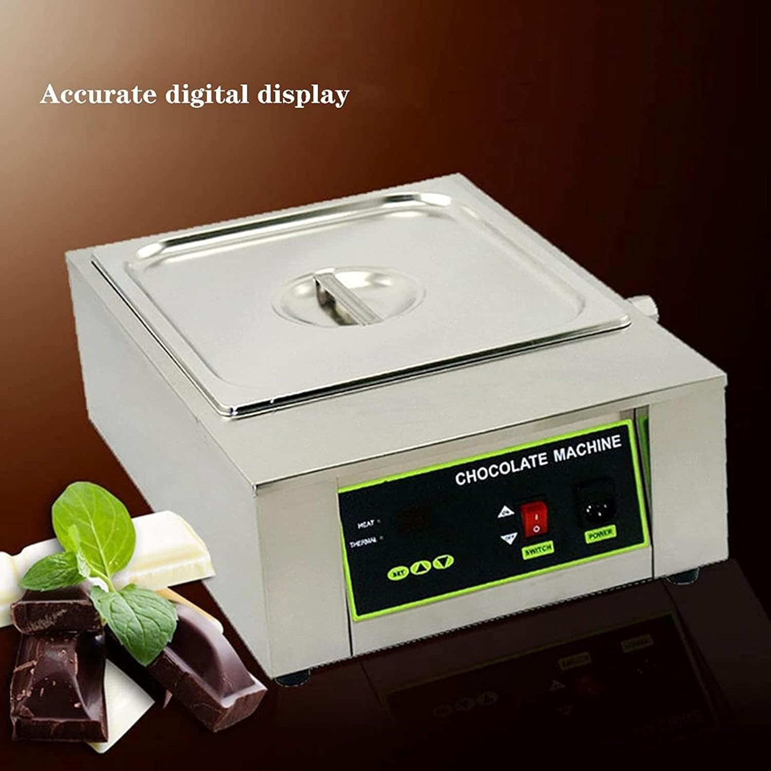 Chocolate Melting Pot, Commercial Electric Tempering Machine, Stainless Steel 8kg Automatic Chocolate Heater, for DIY Home Restaurant Bakery Chocolate Cheese Milk Soup
