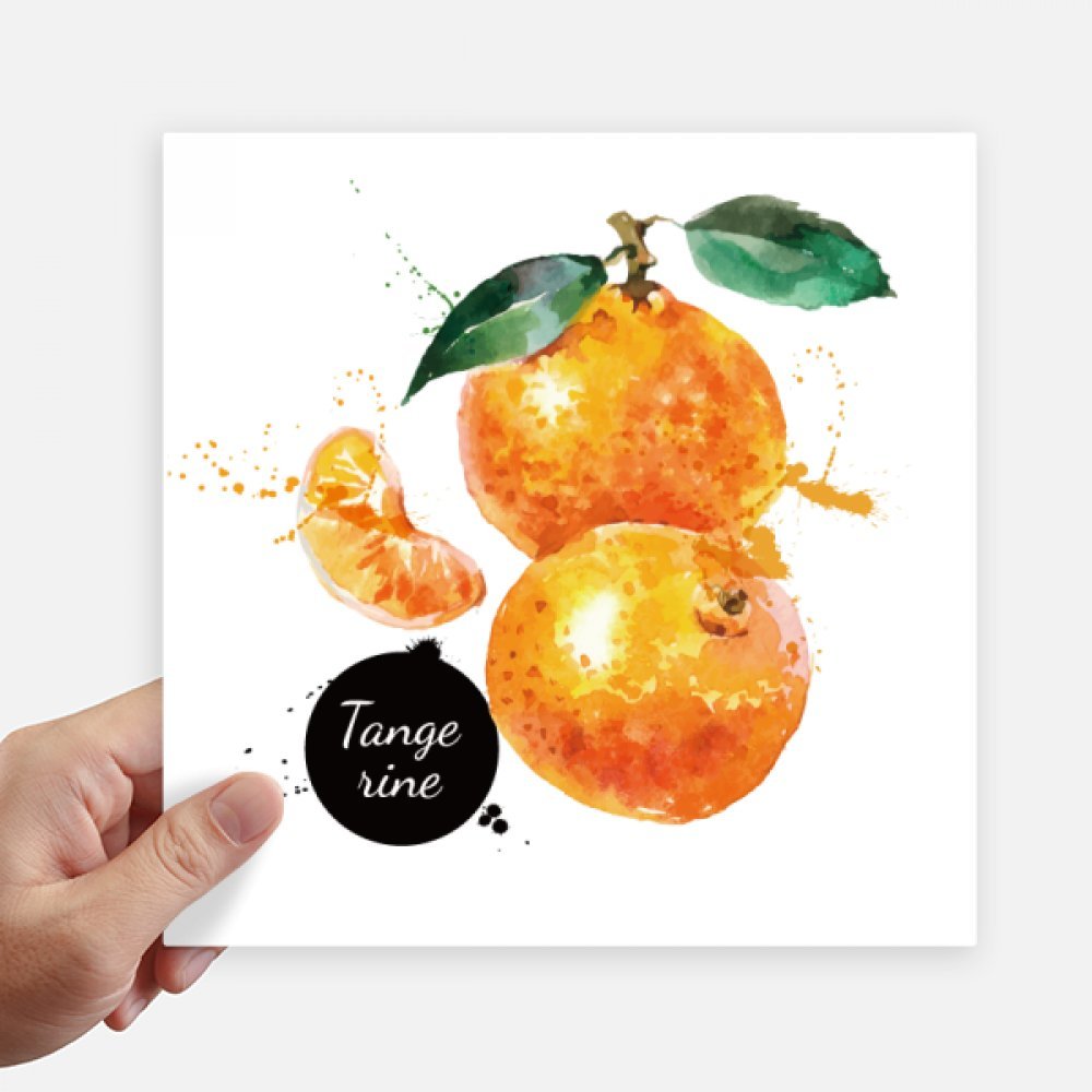 Acuarela calcomanía cuadradas de mandarina de 20cm para decorar maletas y motos pack de 4
