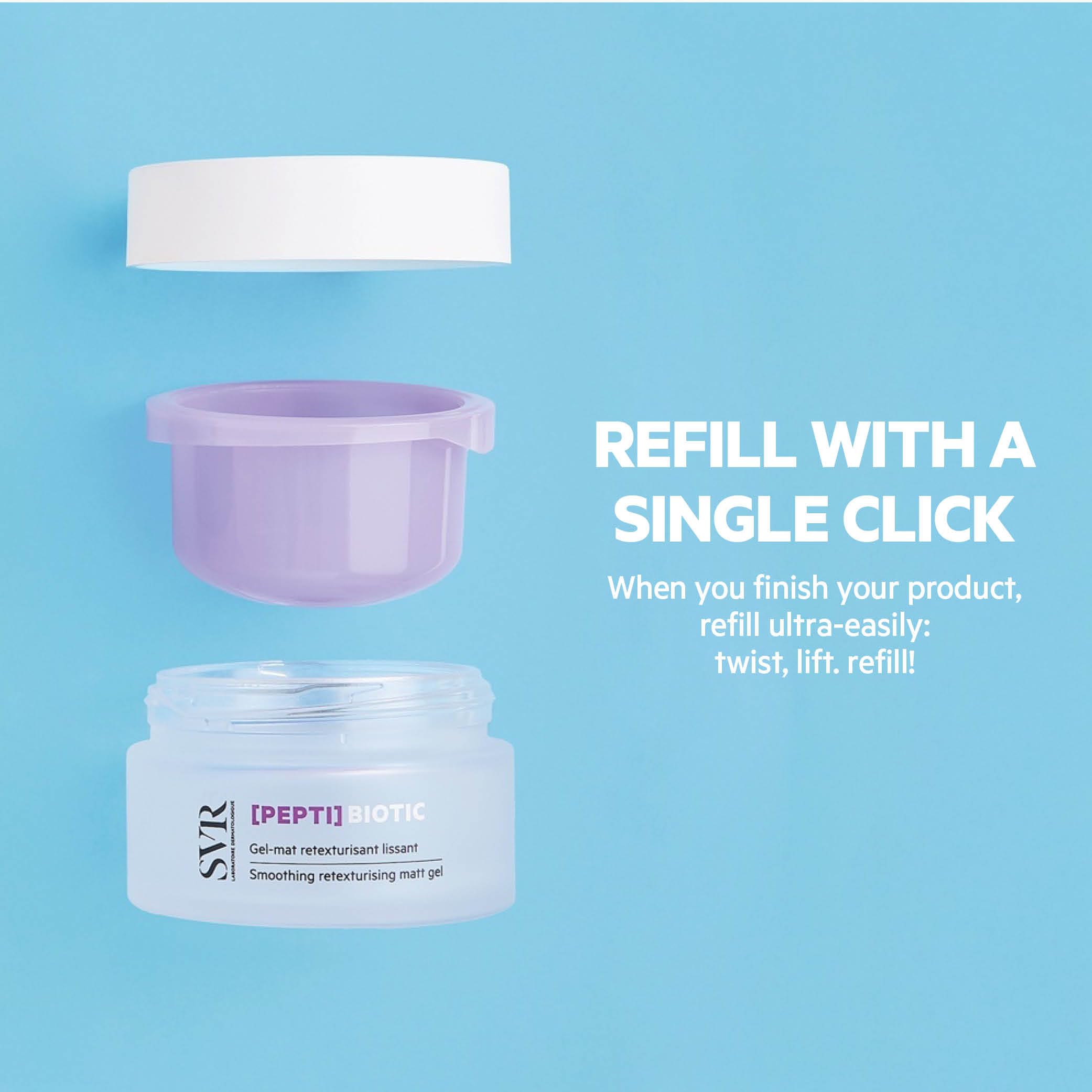 SVR PEPTI Biotic. Smoothing Retexturing Gel with 2% Peptides, Targets Pores for a Mattified, Refreshed Skin; Light, Non-Comedogenic, Suitable for Sensitive Skin. 1.7 fl oz