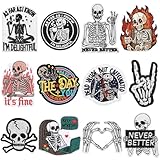 Suncalla 12 Pcs Funny Embroidered Iron on Patches for Clothes Backpacks Trucker Hats Jeans Bags Vests Applique Embroidered Patches with Words 2.7' Iron on Patch Sew on Patch for DIY (Skull)