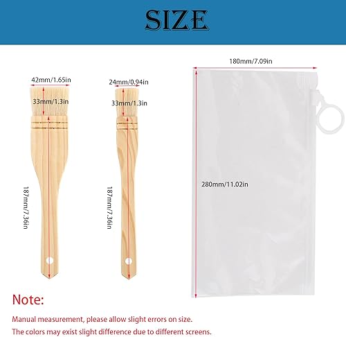 Miniatura 3 de 3 cepillos de repostería con cerdas de cabra y asas de madera dura, cepillo para hornear, asar a la parrilla, cocinar y untar aceite, mantequilla,