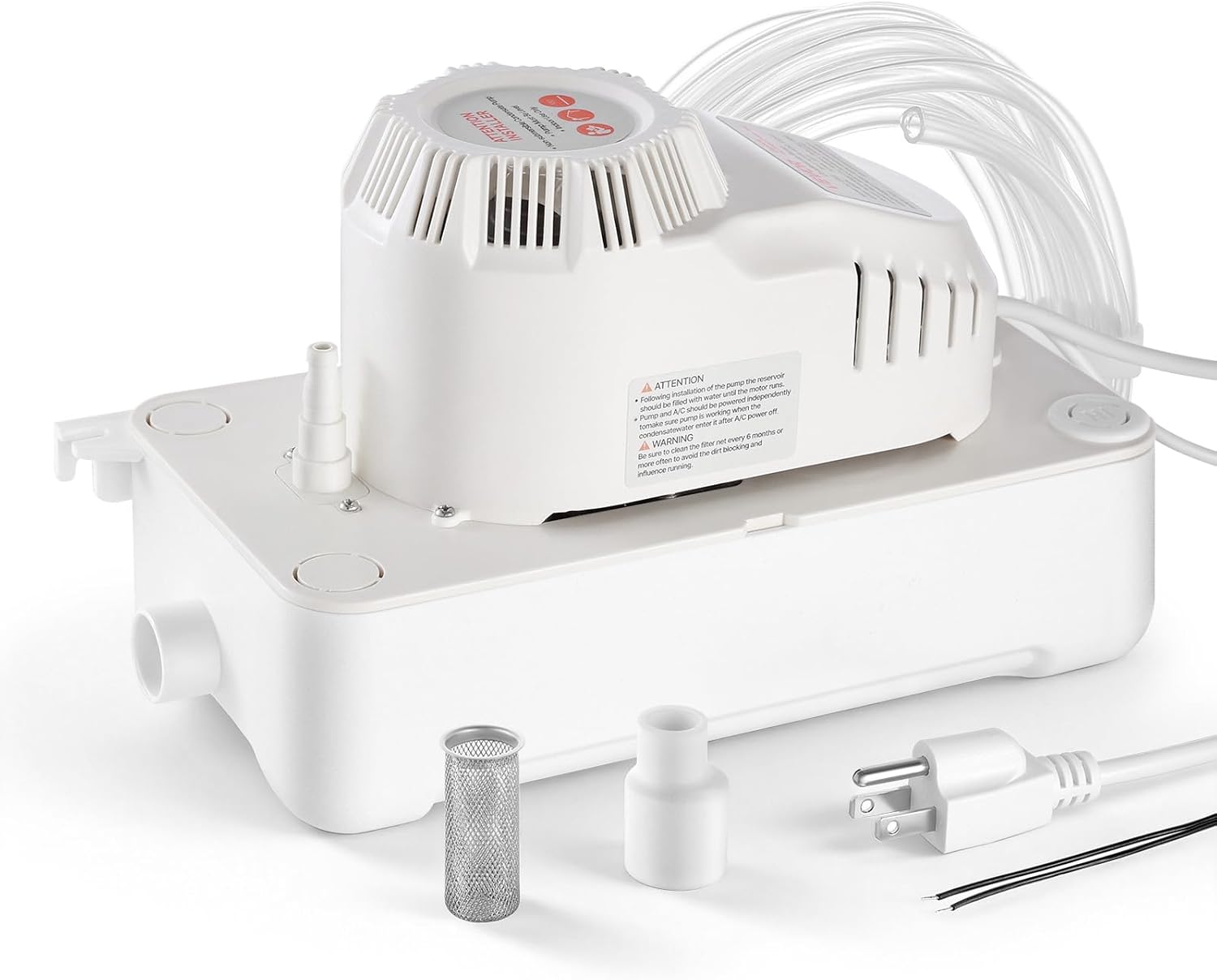 VEVOR Condensate Pump, 1/12 HP, 90 GPH, 20 ft Lift, 115V Automatic AC Condensation Removal Pump with Safety Switch 20 ft Tubing, for Air Conditioner, Dehumidifier, HVAC, Furnace, Ice Maker Water Drain