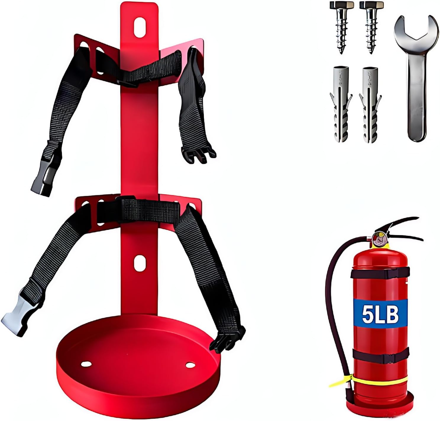 Fire Extinguisher Mount（for 5LB）,Wall Mounted Fire Extinguisher Bracket,Compatible with 5 Pound Fire Extinguishers Ideal for Home,Car,RV,Truck