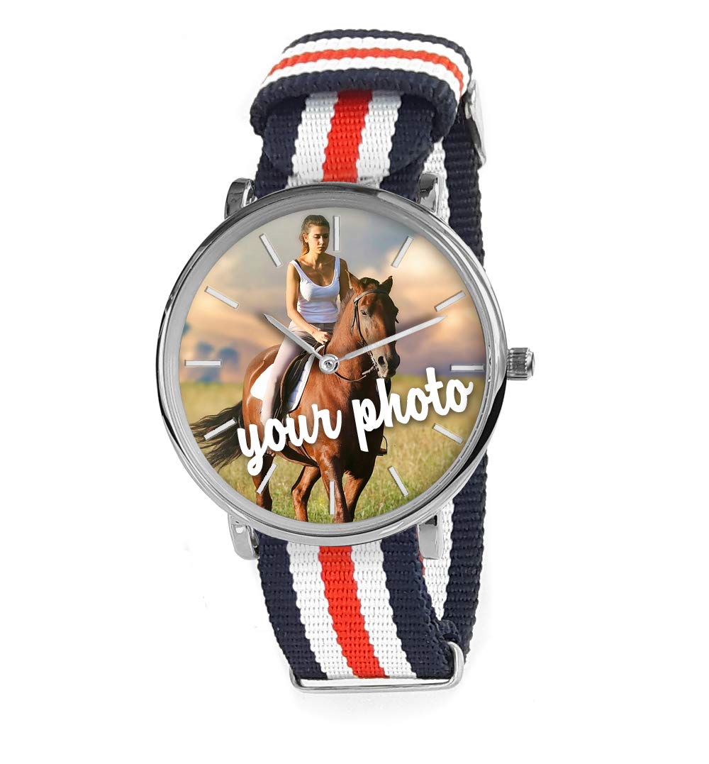 Reloj con una foto personalizada + regalo) + Segunda pulseras NATO tressés. visualisez votre reloj personalizada. ...