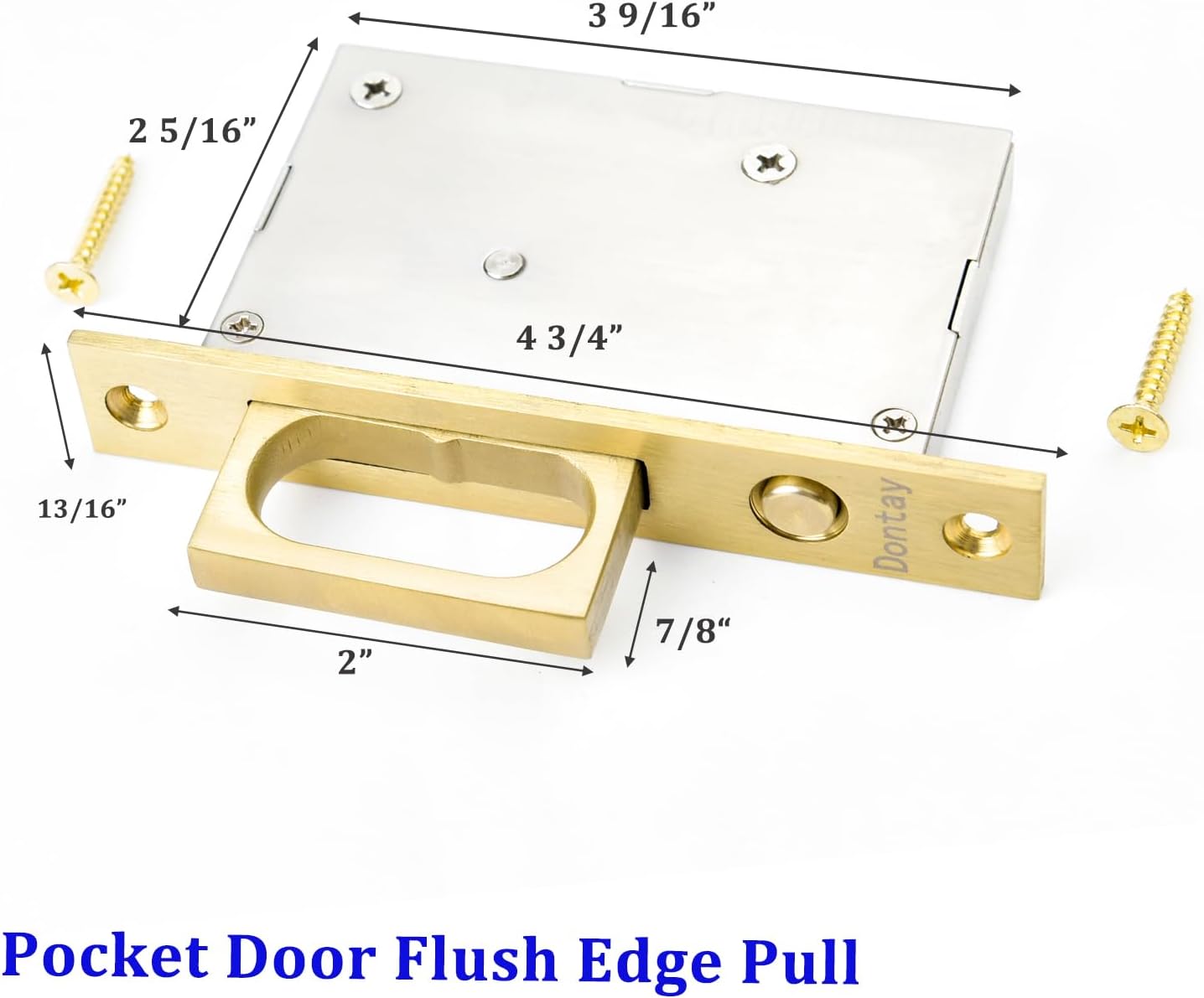 Dontay 2 Pack Pocket Door Edge Pull, Push Automatic Bounce Switch, Hidden Pop-up Door Handles, Sliding Door Pull Hardware, Flush Pull Ring, Easier to Grasp and Use (2, Satin Brass)
