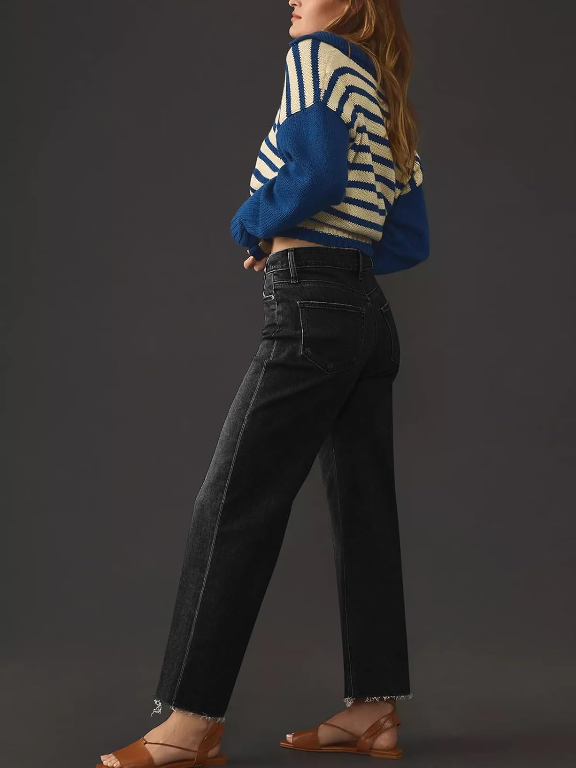 KUNMI Jeans for Women Wide Leg Baggy High Waist Boyfriends Straight Leg Stretchy Denim Pants Trendy Fall 2025