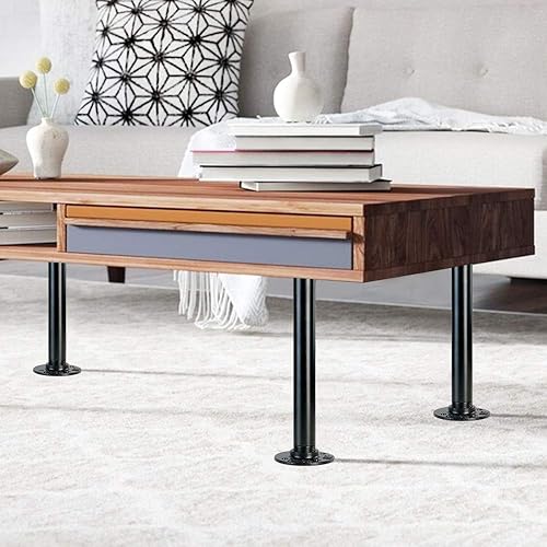 Miniatura 8 de GeilSpace Patas de mesa de tubo industrial de 12 pulgadas, tubos de metal y bridas para mesas y muebles vintage personalizados, patas de escritorio