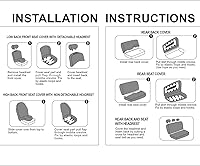 Vista 7 de PONYJOYUP Baja Saddle Blanket - Fundas de asiento de automóvil, 4 piezas delanteras, transpirables y lavables, tejido a rayas, funda de asiento