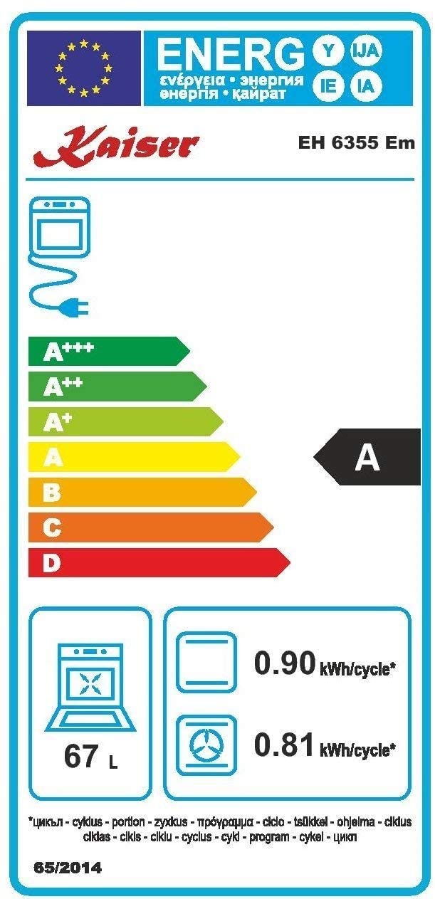 Kaiser EH 6355 Em+KG 9325 Em, kuchenka gazowa, zestaw piekarnika elektrycznego, Autark, 79 l, piekarnik do zabudowy, 8 funkcji, inteligentny system + kuchenka gazowa do zabudowy 90 cm, czarna