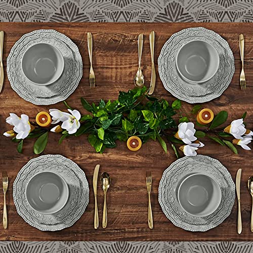 Tp 12-Piece Dinnerware Set, Melamine Dishes Set With Bowls And Plates, Non-Breakable Lightweight Dinner Service For 4, Gray #TOP3