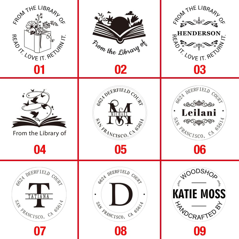 from The Library of Stamp Personalized Custom Book Stamp Wooden Handle Rubber Stamp