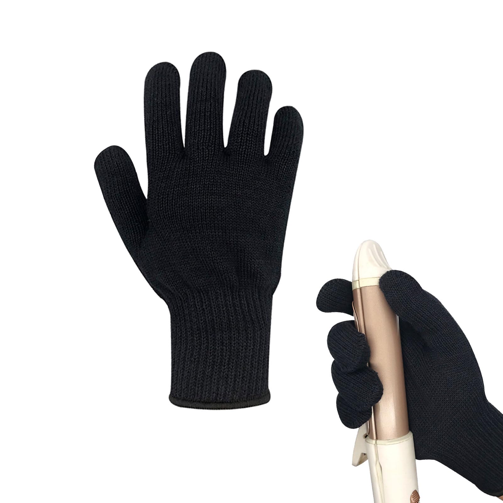 Banjiabb Guantes Profesionales Resistentes al Calor Protección Térmica Peluquería Negro 1 Unidad Ambidextro