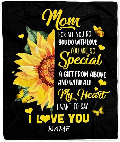 Miniatura 6 de TeesNow Manta personalizada con texto en inglés To My Mom, de bebé por primera vez, mamá, elefante, I May Just Be A Bump Happy 1st Mother's Day -