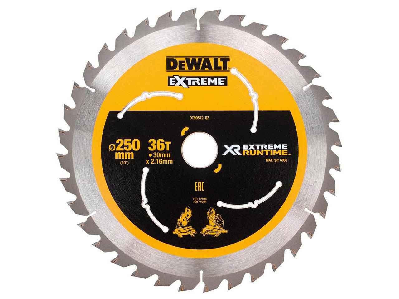 DeWalt Extreme Runtime Circular Saw Blade 250mm 36T 30mm