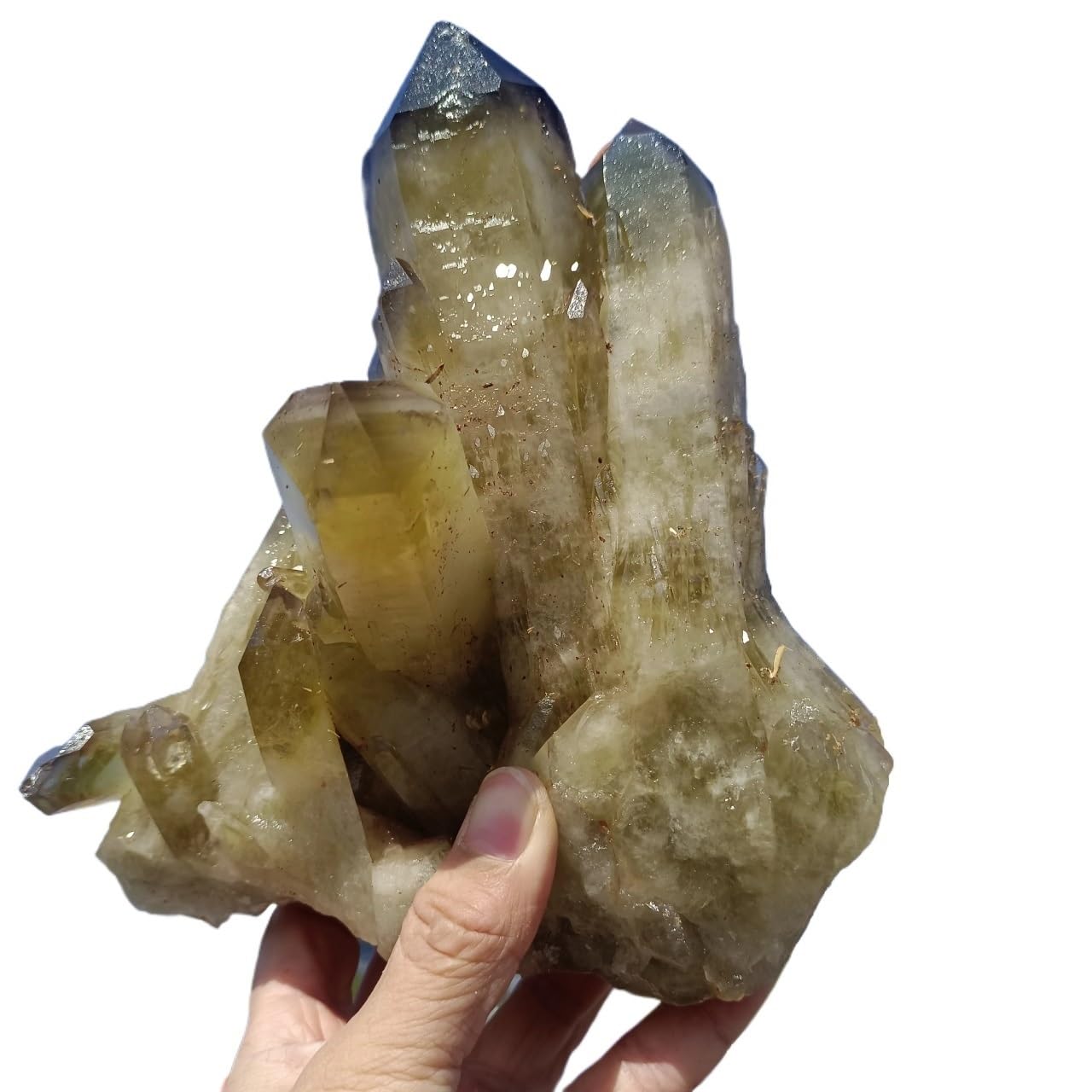 AtkitS Amas de Quartz Jaune Naturel, Pierre minérale Originale en Cristal Jaune, Ornement de Bureau à Domicile décoration de Maison(Size:410-500g)