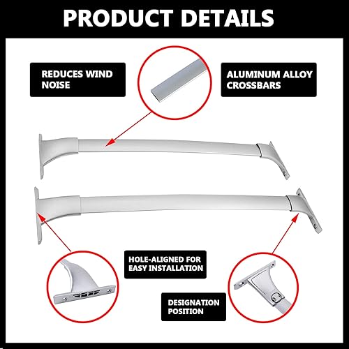 Miniatura 6 de ROKIOTOEX Barras transversales para portaequipajes, barras transversales laterales para fRogue 2014-2020 | Rieles laterales elevados, barra en J,