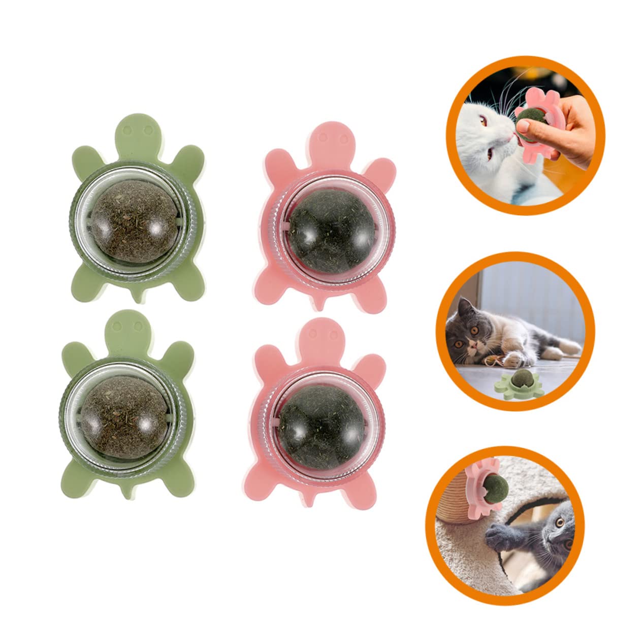 BESPORTBLE 4 Pièces Boules d'herbe à Chat Interactive Cat Toy Jouets interactifs pour Chat Jouets Chaton Boules de Dents de Chat pour Chat Boule à lécher pour Chat Jouets pour Chats PVC